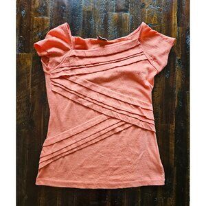 Vintage Womens Postage Stamp by Anthropologie Blouse Top, Coral, Medium